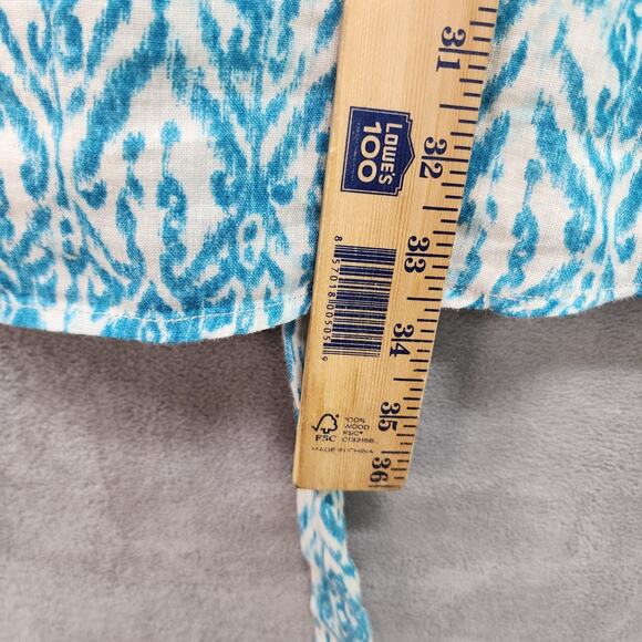 Cynthia Rowley Dress Women 2 Blue Linen Sleeveless Geometric Print Lined Pockets - Picture 13 of 15